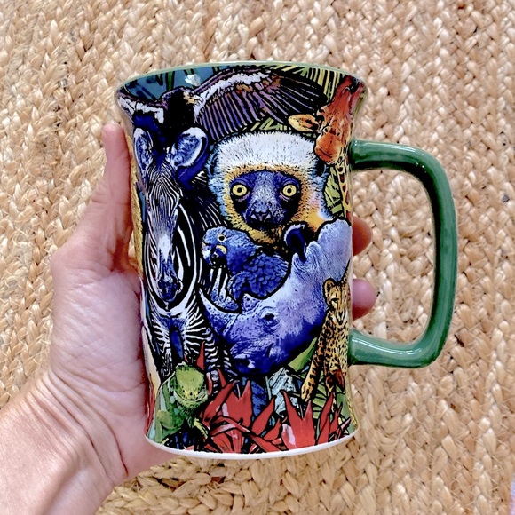 San Diego Zoo Jungle Ceramic Mug 15 oz  Wrap-Around Jungle Design EC - Picture 2 of 4